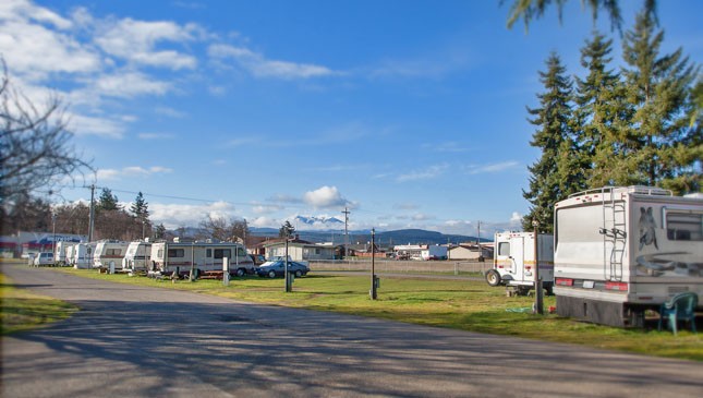 Sequim West Inn RV park with view of the Olympic Mountains